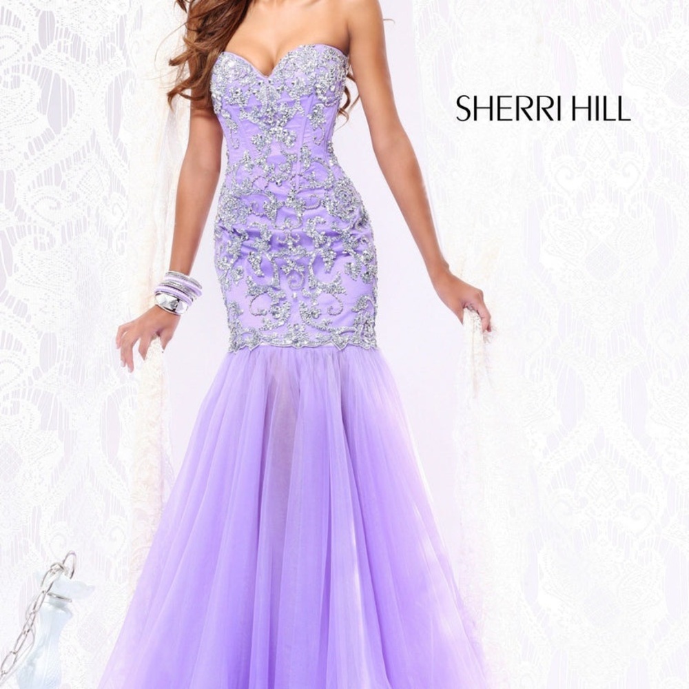 Sherri Hill Lime Green Beaded Mermaid Gown with Detachable Skirt